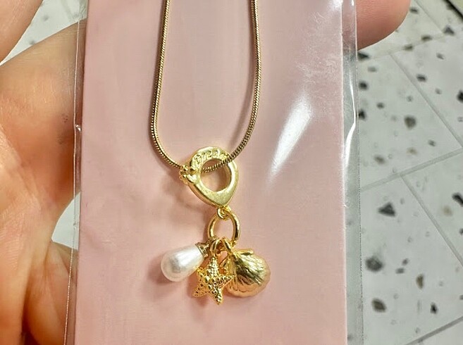 Okyanus Charm Gold Çelik Kolye