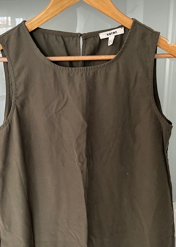 Haki yeşil  Kolsuz Midi Elbise - Görsel 2