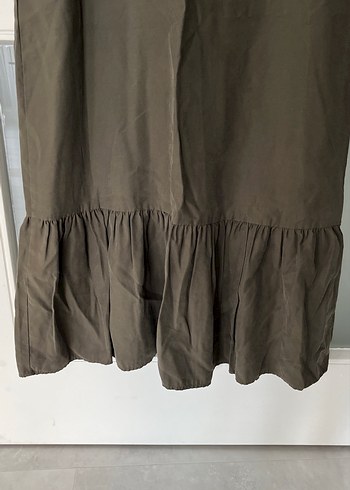 Haki yeşil  Kolsuz Midi Elbise - Görsel 3