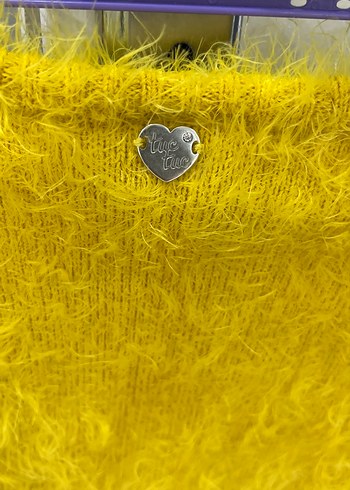 Nakışlı V Yakalı Sarı Triko Kazak - Görsel 6