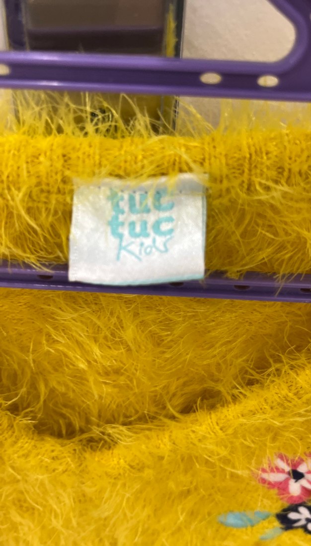 Nakışlı V Yakalı Sarı Triko Kazak - Görsel 4