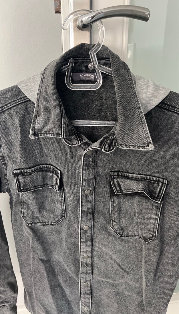 Gri Düğmeli erkek çocuk gömlek - Görsel 2