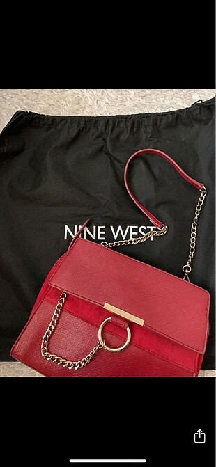 Nine west kırmızı bordo zincirli çanta