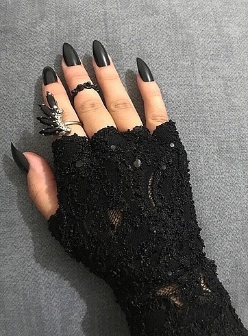 siyah dantelli eldiven goth gotik