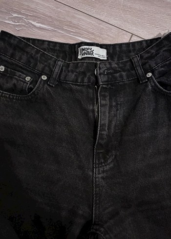 Siyah Rahat Kesim Midi Kadın Kot Pantolon - Görsel 2