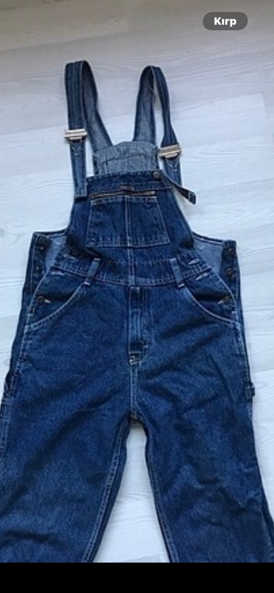 Kadın Lacivert Denim Uzun Salopet - Görsel 2