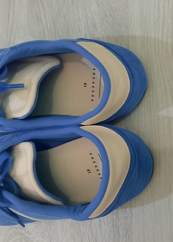 Kadın erkek  Mavi Süet Spor Ayakkabı - Görsel 8