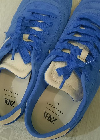 Kadın erkek  Mavi Süet Spor Ayakkabı - Görsel 4