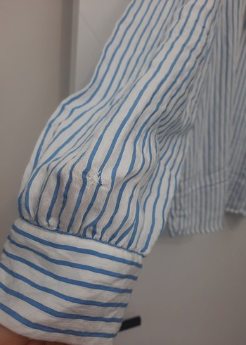 Nakışlı Bohem Pamuklu Mavi Gömlek - Görsel 4