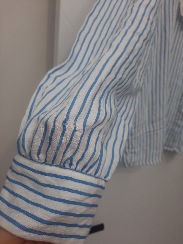 Nakışlı Bohem Pamuklu Mavi Gömlek - Görsel 4