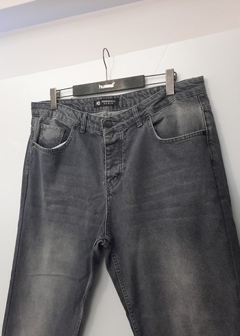 Gri Erkek Kot Pantolon Bel Detaylı - Görsel 2