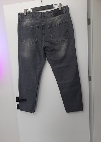 Gri Erkek Kot Pantolon Bel Detaylı - Görsel 5