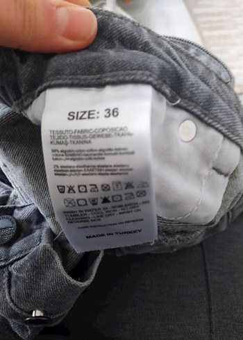 Gri Erkek Kot Pantolon Bel Detaylı - Görsel 7