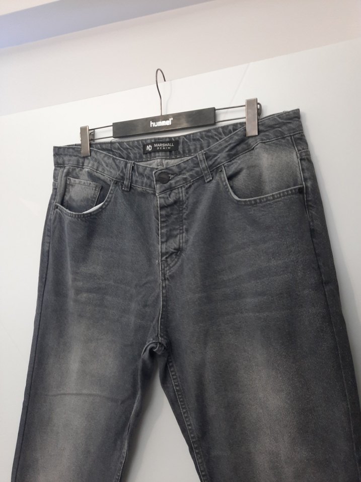 Gri Erkek Kot Pantolon Bel Detaylı - Görsel 2