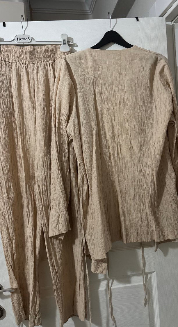 Bej Kadın Keten Salaş Takım L-XL beden - Görsel 3