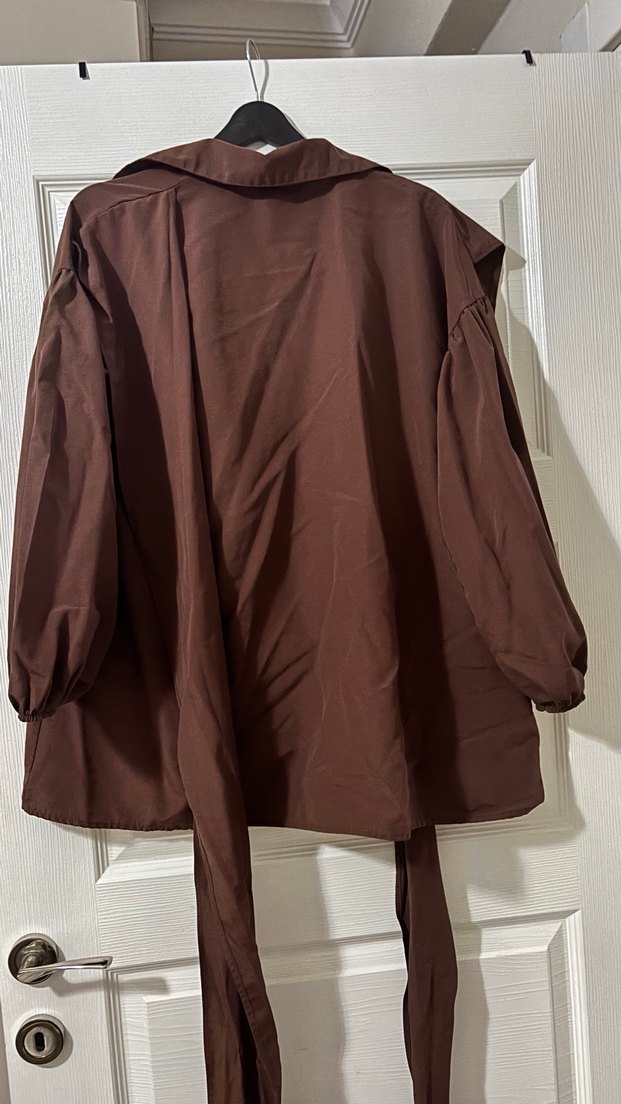 Kahverengi Salaş Kadın Gömlek - Görsel 3