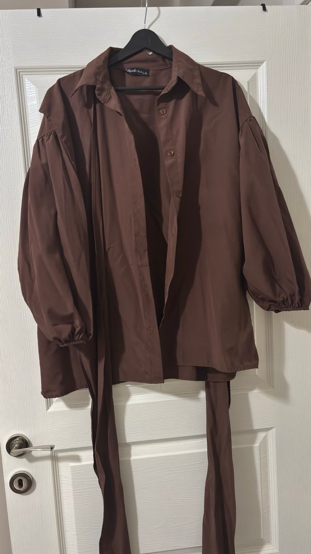 Kahverengi Salaş Kadın Gömlek - Görsel 2