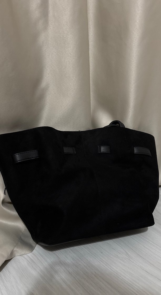 Siyah Süet Tokalı Kadın Çanta - Görsel 3