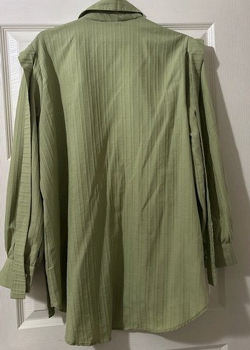 Kadın Haki Keten Uzun Kollu Gömlek - Görsel 3