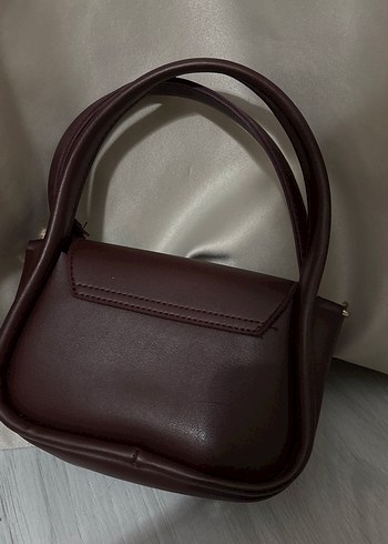 Bordo Deri Tokalı Kadın Çanta - Görsel 2