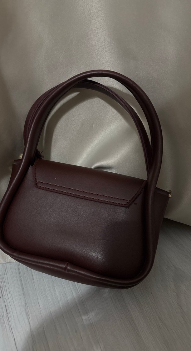 Bordo Deri Tokalı Kadın Çanta - Görsel 2