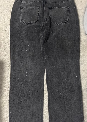 Gri Kadın Denim taşlı Pantolon - Görsel 3