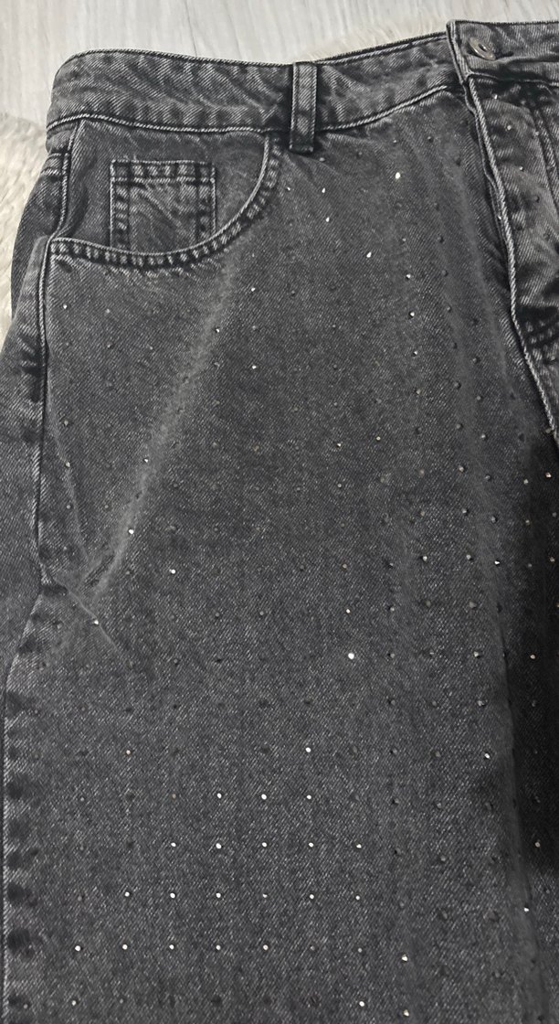 Gri Kadın Denim taşlı Pantolon - Görsel 2