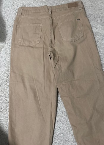 Bej Rahat Kesim Kadın Keten Pantolon - Görsel 3