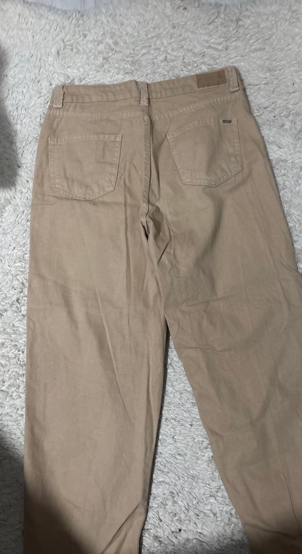 Bej Rahat Kesim Kadın Keten Pantolon - Görsel 3