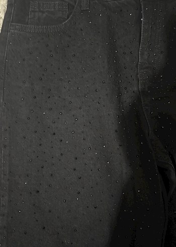 Siyah taşlı Regular Fit Denim Pantolon - Görsel 2