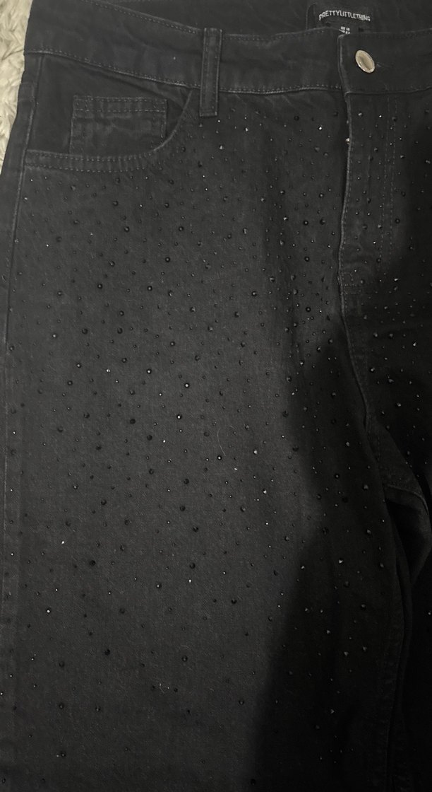 Siyah taşlı Regular Fit Denim Pantolon - Görsel 2