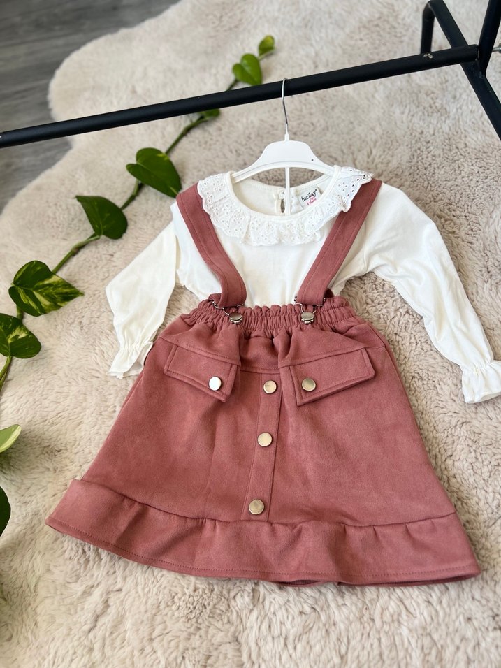 Düğmeli Bohem Tarzı Süet Kız Elbise - Görsel 2