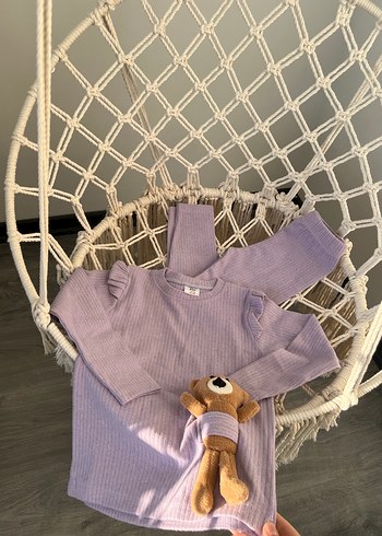 Triko Bebek Kız Takımı, Uzun Kollu, Pastel Mor - Görsel 2