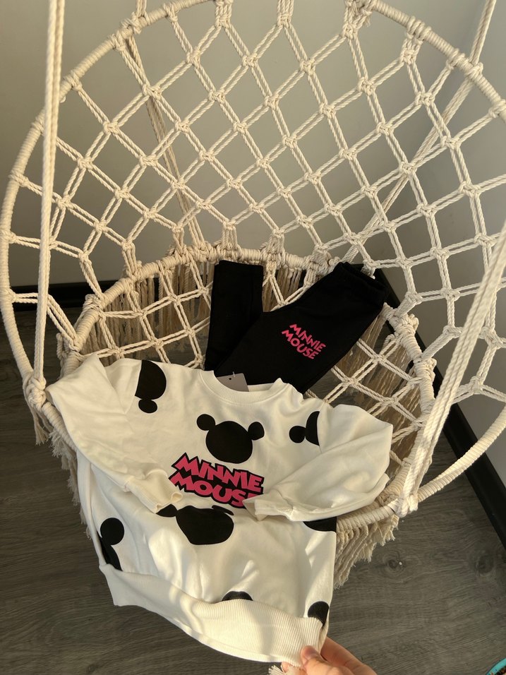 Baskılı Beyaz Örme Bebek Kız Takımı - Görsel 2