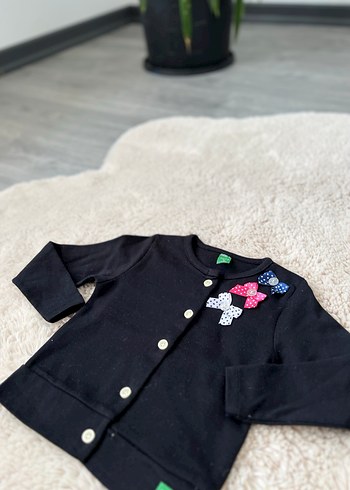 Kız Çocuk Renkli Baskılı Düğmeli Hırka - Görsel 3