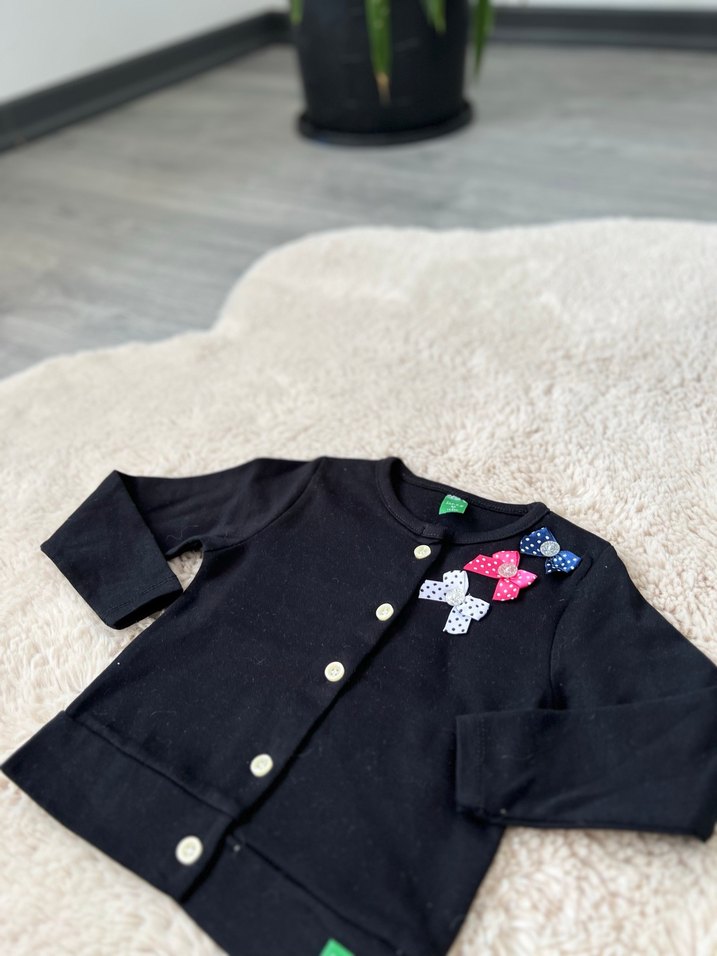 Kız Çocuk Renkli Baskılı Düğmeli Hırka - Görsel 3