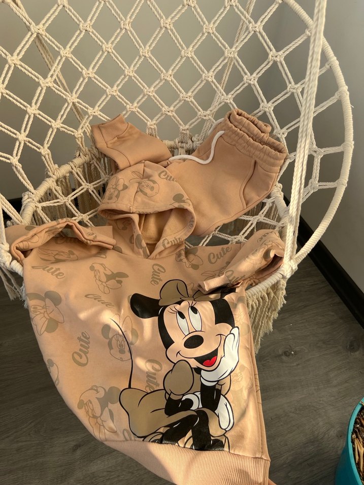 Pastel Kahverengi Minnie Mouse Baskılı Çocuk Pijama Takımı - Görsel 2