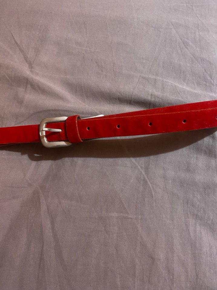 Kırmızı Parlak Deri Kadın Kemer - Görsel 2