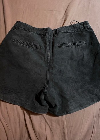 Düğmeli Siyah Mini Denim Şort - Görsel 3