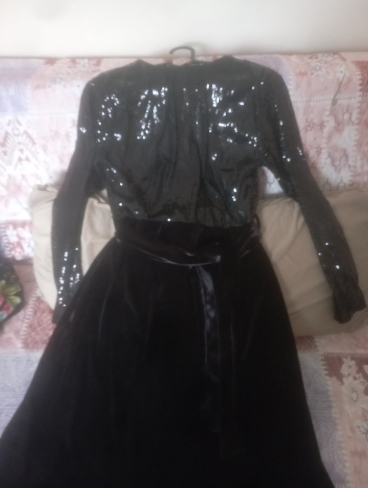 Kadife payetli abiye elbise - Görsel 3