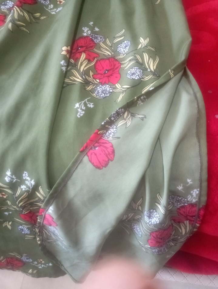 Çiçek Desenli Straplez Uzun Elbise - Görsel 2