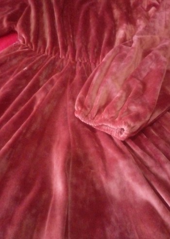 Kadife beli lastikli elbise - Görsel 2