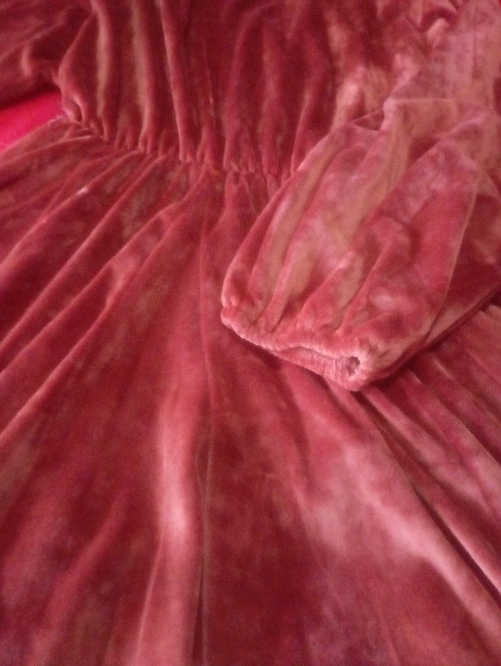 Kadife beli lastikli elbise - Görsel 2