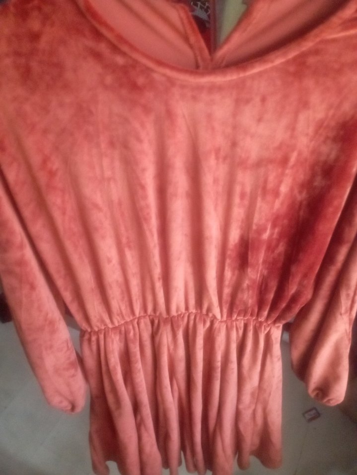 Kadife beli lastikli elbise - Görsel 3