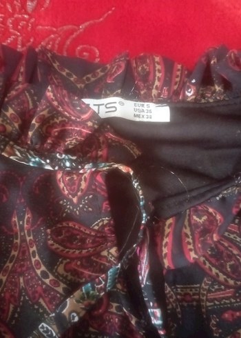 şifon Bohem Uzun Kollu Desenli Elbise - Görsel 3