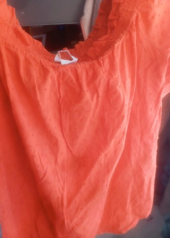 H&M narçiçeği Keten Salaş Drapeli Kadın Bluz - Görsel 2