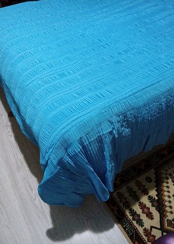 Mavi Düz Yatak Örtüsü - Görsel 2