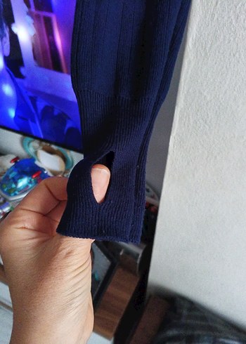 Lacivert Yarım Balıkçı triko Kadın crop Kazak - Görsel 3