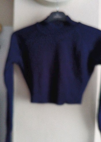 Lacivert Yarım Balıkçı triko Kadın crop Kazak - Görsel 2