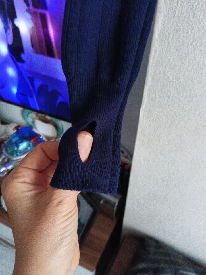 Lacivert Yarım Balıkçı triko Kadın crop Kazak - Görsel 3